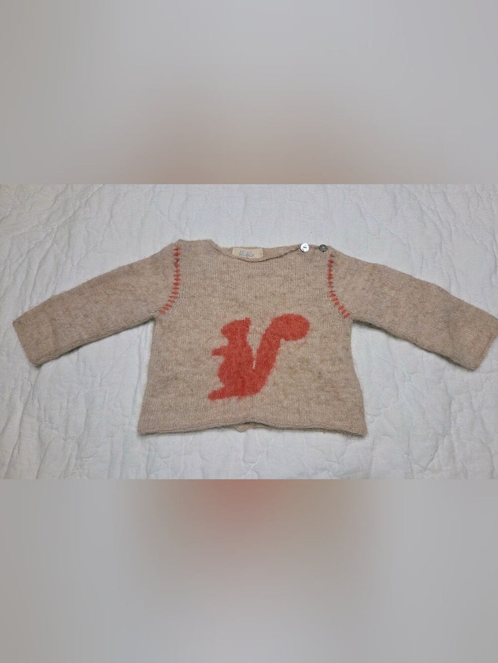 Blabla Kids Hand Loomed Alpaca Blend Squirrel Sweater 2T